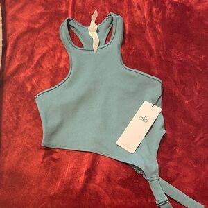 ALO Yoga Teal Ribbed Bodysuit